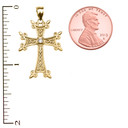 Yellow Gold Elegant Armenian Cross CZ Pendant