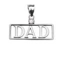 White Gold "DAD" Cubic Zirconia Pendant Necklace