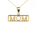 Yellow Gold "MOM" Diamond Pendant Necklace