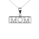 White Gold "MOM" Diamond Pendant Necklace