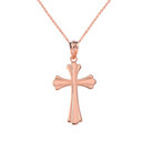 Simple Milgrain Cross Pendant Necklace in Gold (Yellow/Rose/White)