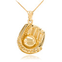 Gold Baseball Catcher Pendant Necklace