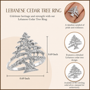 Sterling Silver Textured Band Lebanese Cedar Tree Women's Ring