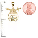 Yellow Gold Freemason Shriners 32nd Degree Diamond Star Eye Of Providence Pendant with measurement