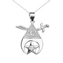 White Gold Freemason Shriners 32nd Degree Diamond Star Eye Of Providence Pendant Necklace