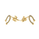 14K Gold Horse Shoe Good Luck Diamond Stud Earrings(Available in Yellow/White Gold)
