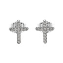White Gold Diamond Cross Stud Earrings