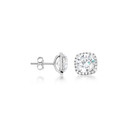 White Gold Elegant Diamond Halo Solitaire Princess Cut Cubic Zirconia Stud Earrings