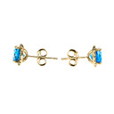 14K Gold Elegant Diamond Oval Halo Solitaire Blue Topaz Stud Earrings(Available in Yellow/White Gold)