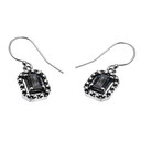 Sterling Silver Emerald cut Midnight Black Sapphire Dangling Earrings