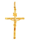 14k Yellow Gold Tubular Cross Charm Catholic Crucifix Pendant