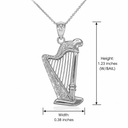.925 Sterling Silver Harp Pendant Necklace