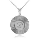 Sterling Silver Vinyl Disc Music Recoring Pendant Necklace