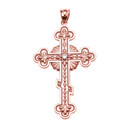 Elegant Eastern Orthodox Diamond Cross Pendant Necklace In Gold (Yellow/Rose/White)