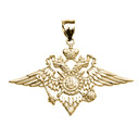 Yellow Gold Double-headed Imperial Eagle Russian Coat of Arms Pendant Necklace