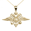 Yellow Gold Double-headed Imperial Eagle Russian Coat of Arms Pendant Necklace