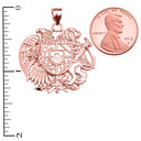 Rose Gold Armenian National Coat of Arms Eagle and Lion Pendant Necklace