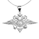 Sterling Silver Double-headed Imperial Eagle Russian Coat of Arms Pendant Necklace