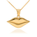 Polished Gold Lips Charm Necklace (Available in Yellow/Rose/White Gold)