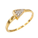 Fine Gold Geometric Design Dainty Triangle Ring with Diamonds