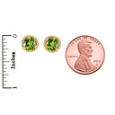 14K Gold Halo Stud Earrings with Solitaire Peridot and Diamonds(Available in Yellow/White Gold)