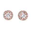 Halo Diamond Stud Earrings in Rose Gold