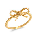 Gold Ribbon Bow Roped Ring
