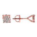 1/2 (0.5) Carat Halo Diamond Cluster Stud Earrings in Rose Gold (Medium)