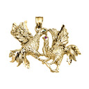 Yellow Gold Fighting Roosters Pendant