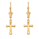 Gold Mini Rounded Cross Earrings(Available in Yellow/Rose/White Gold)