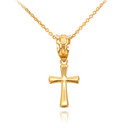 Yellow Gold Rounded Mini Cross Necklace