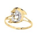 Yellow Dainty CZ Dolphin Ring