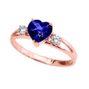 Rose Gold (LCS) Sapphire Heart Proposal/Promise Ring