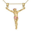 Yellow Gold Crossless Crucifix Pendant Necklace (Medium)