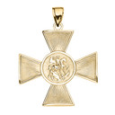 Gold Saint George Russian Cross Pendant Necklace (Available in Yellow/Rose/White Gold)