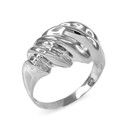 Silver Elegant Domed Ribbed Ring (25.8 MM in Height)