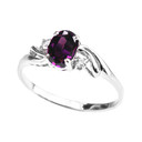 White Gold Amethyst Oval Solitaire Proposal Ring