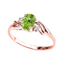 Rose Gold CZ Peridot Oval Solitaire Proposal Ring