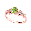 Diamond and Peridot Oval Solitaire Proposal Ring In Gold (Yellow/Rose/White)