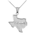 White Gold Texas State Map Pendant