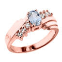 Dazzling Rose Gold Diamond and Aquamarine Proposal Ring