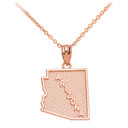 Gold Arizona State Map Pendant Necklace(Available In Yellow/Rose/White Gold)