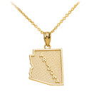 Gold Arizona State Map Pendant Necklace(Available In Yellow/Rose/White Gold)