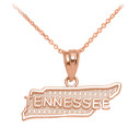 Tennessee State Map Gold Pendant Necklace (Yellow, White and Rose)
