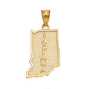 Gold Indiana State Map Pendant Necklace (Available in Yellow, Rose and White)