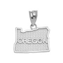 Sterling Silver Oregon State Map Pendant Necklace
