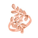 Rose Gold Diamond Cut Filigree Curved Laurel Wreath Ring