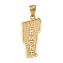 Yellow Gold Vermont State Map Pendant Necklace