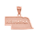 Rose Gold Nebraska State Map Pendant Necklace