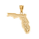 Yellow Gold Florida State Map Pendant Necklace